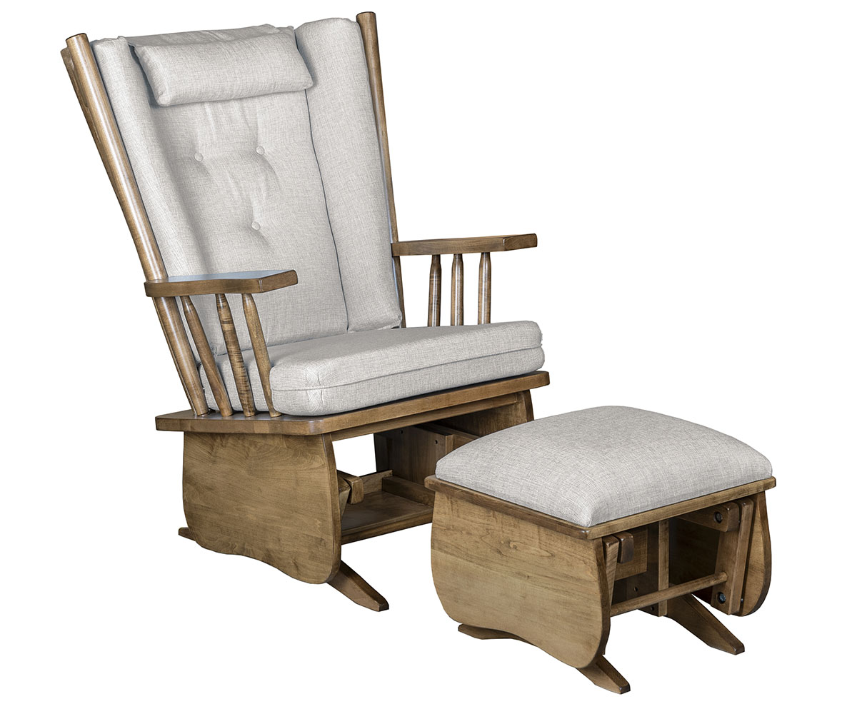 Smooth 4 Post Highback Regular Glider and Ottoman