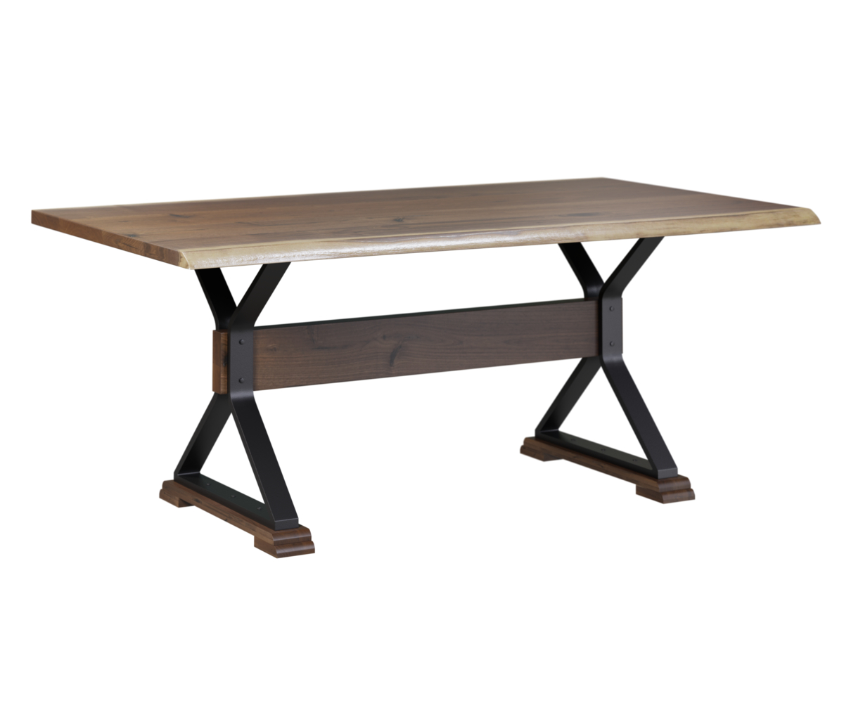 Live Edge #410 Metal X Base Table