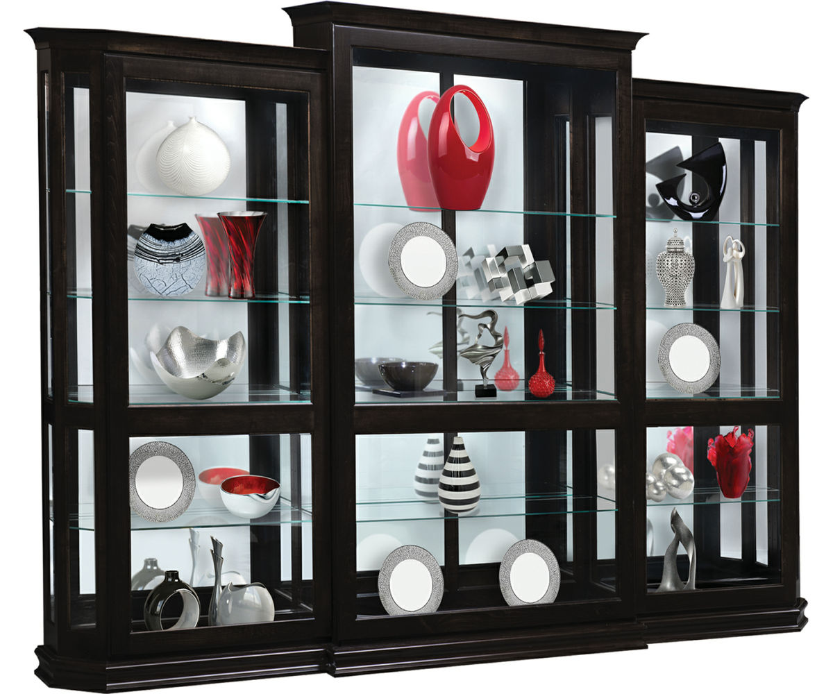 Deluxe Sliding Door Curio 3 Piece Set