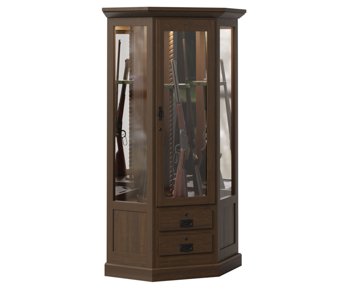 8 Gun Mission Corner Swivel Cabinet
