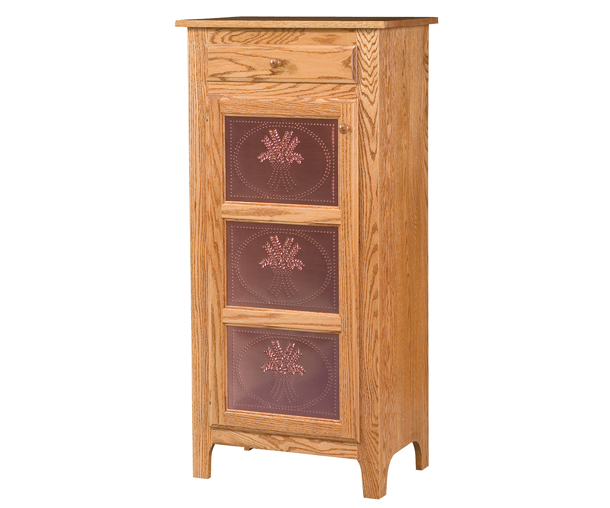 Classic Copper Panel Pie Safe With Drawer - Three Panel Door