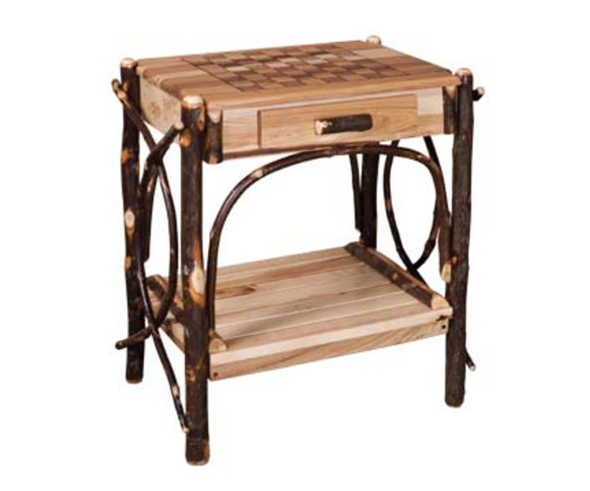 Checkerboard End Table With Drawer