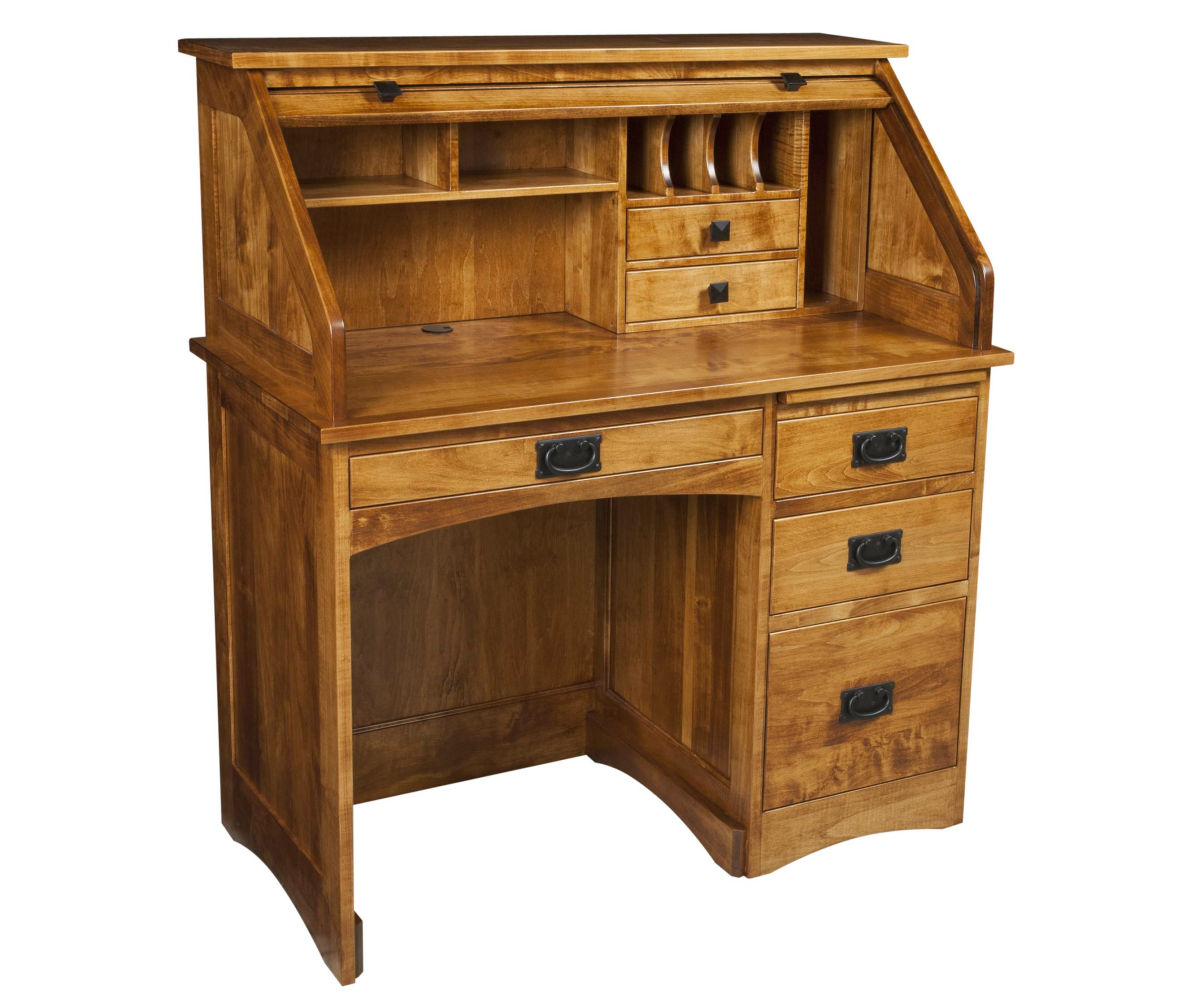 Single Pedestal Mission Rolltop Desk