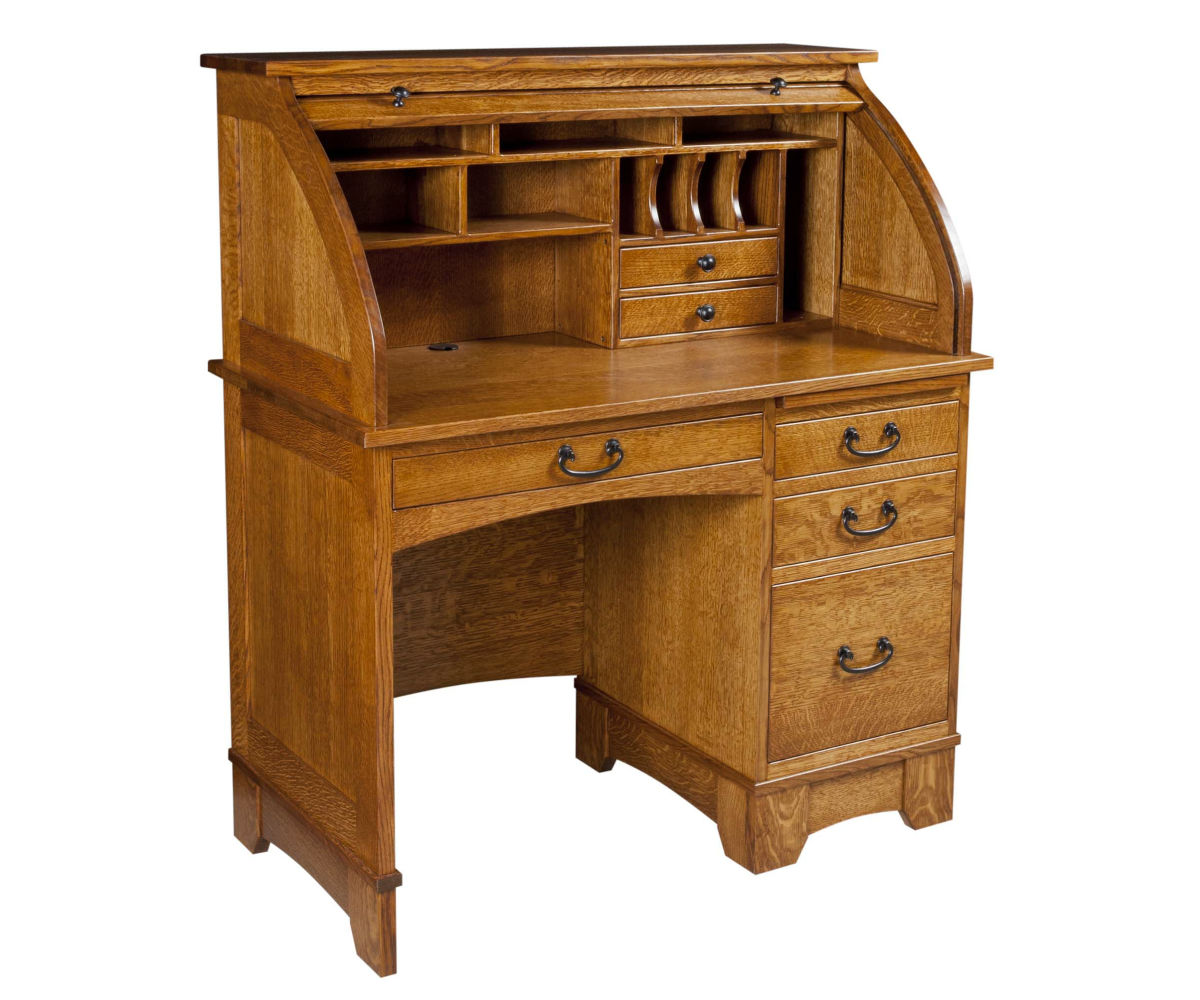 Single Pedestal Noble Mission Rolltop Desk