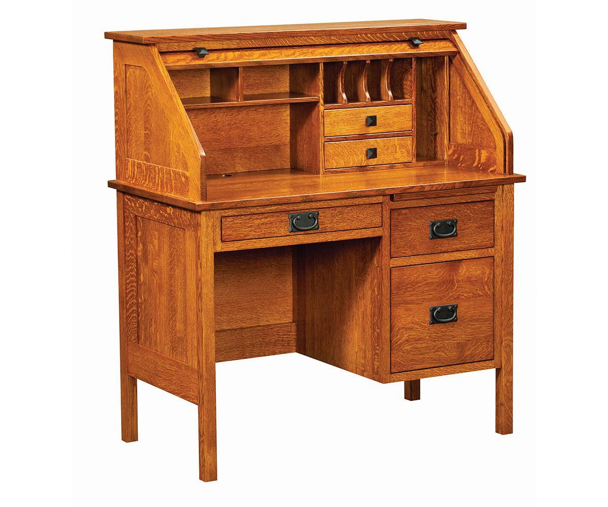 Single Pedestal Post Mission Rolltop Desk