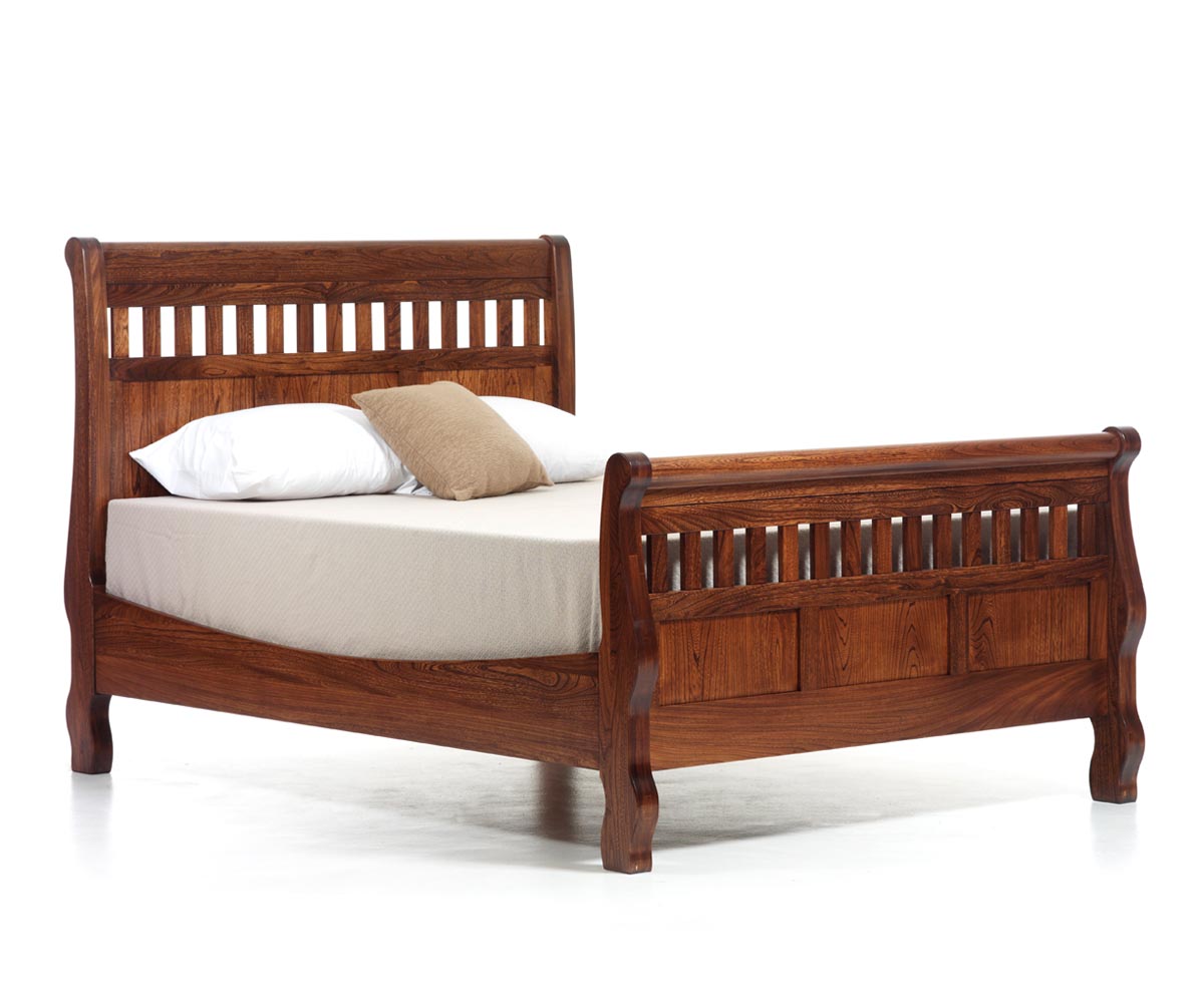 Country Slat/Panel Sleigh Bed