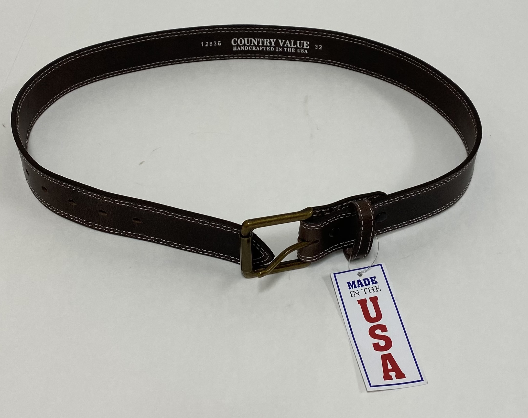 Double Stitch Work/Casual Belt Brown