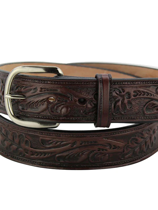 Oak Leaf Pattern Western Belt Light Brown