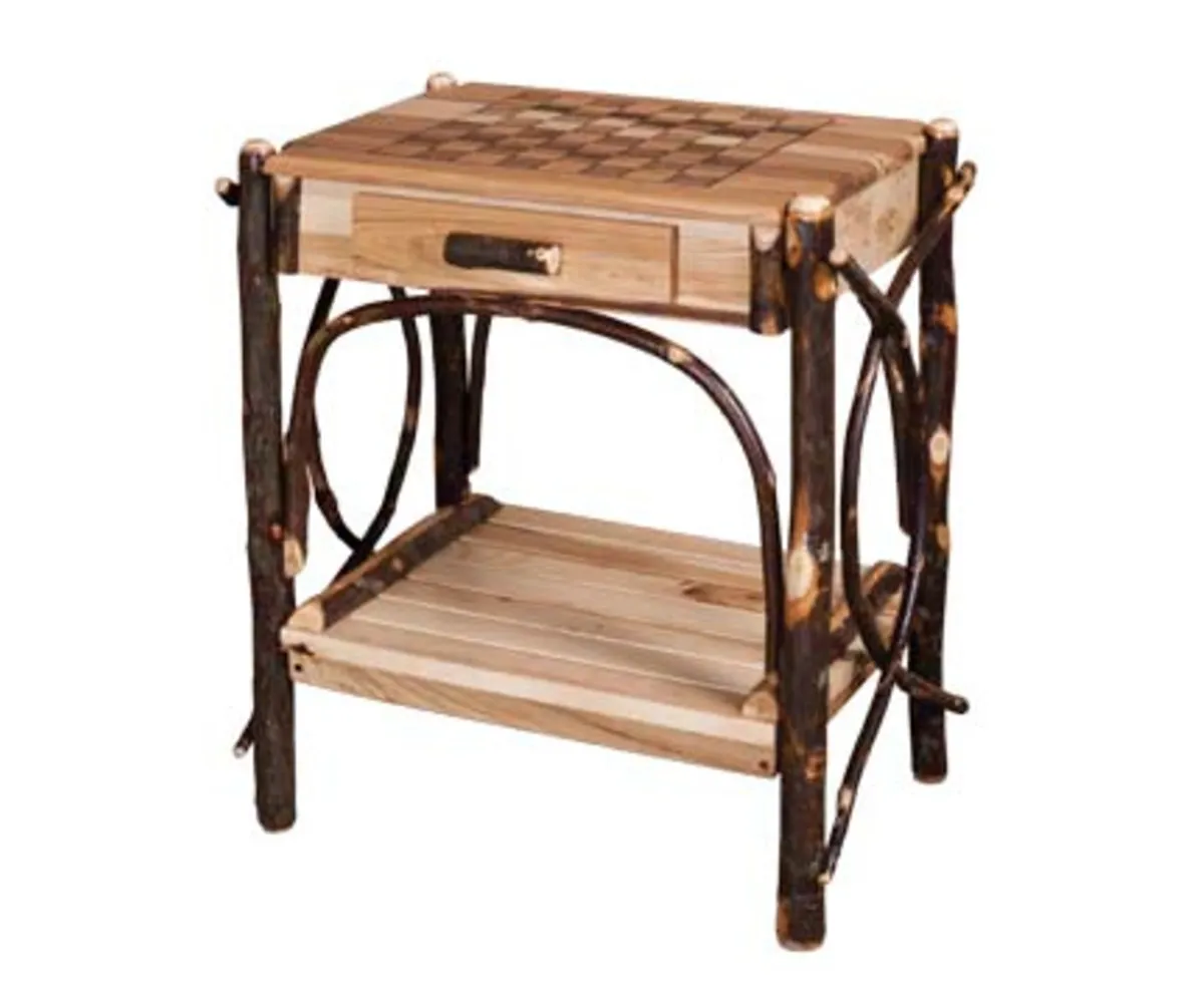 Checkerboard End Table With Drawer